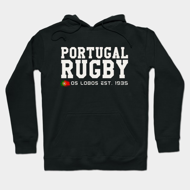 Os Lobos, Portugal Rugby Union Hoodie by Teessential